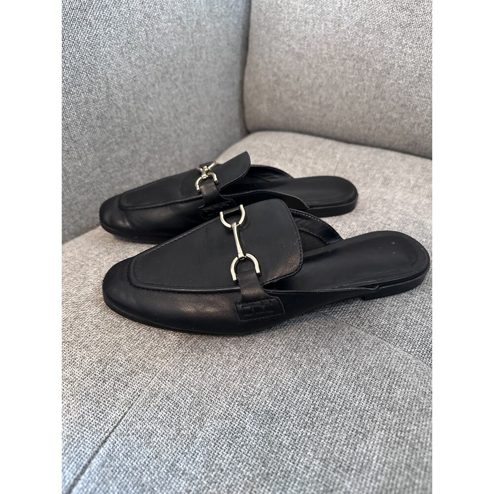 A New Day Womens size 8 Mule Shoes Black Sandal Slip On Flat Comfort - Picture 2 of 5